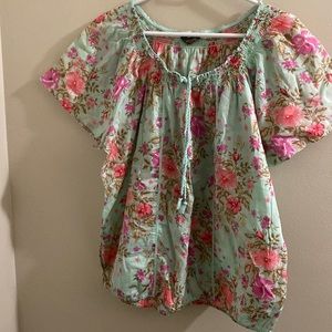Pretty cotton floral boho peasant blouse